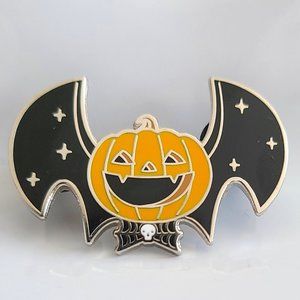 Bat Pumpkin Enamel Pin - Halloween, Spooky